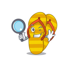 cartoon picture of flip flops Detective using tools