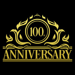 Luxury 100th anniversary Logo illustration vector
