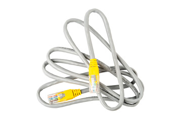 LAN network connection ethernet cable isolated on white background.