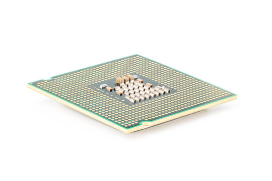 Central processing unit processor chip isolated on white background.