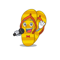 cartoon character of flip flops sing a song with a microphone