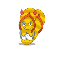 Flip flops clothed as devil cartoon character design concept