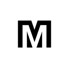 Letter M typography logo vector with negative space style design isolated on a white background