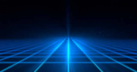 Digital abstract light into grids That has a sparkling light. 3d illustration.
