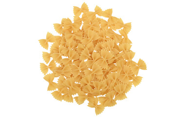 heap of pasta in the form of bows on an isolated background