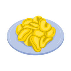 Vector illustration of bowl and chip icon. Graphic of bowl and crunchy stock vector illustration.