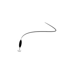 Fishing Lure, Hook Bait. Flat Icon illustration. Simple black symbol on white background