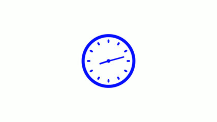 Amazing counting down blue clock icon on white background,clock animation