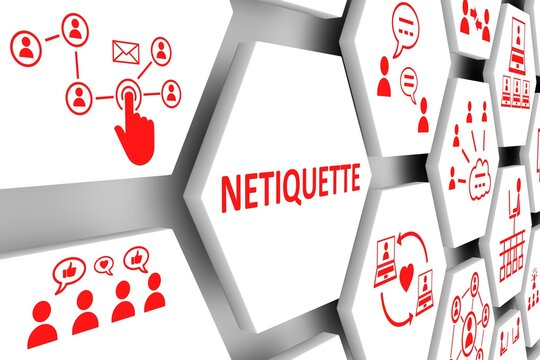 NETIQUETTE concept cell background 3d illustration