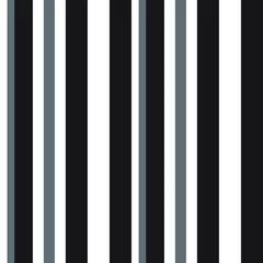 Foto auf Acrylglas Vertikale Streifen Schwarz-Weiß-Streifen nahtloser Musterhintergrund im vertikalen Stil - Schwarz-weißer vertikal gestreifter nahtloser Musterhintergrund, geeignet für Modetextilien, Grafiken