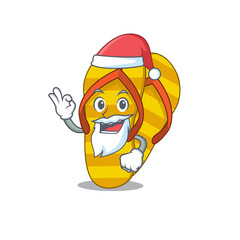 cartoon character of flip flops Santa having cute ok finger