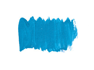 Blue paint brush stroke texture ochre watercolor isolated on a white background