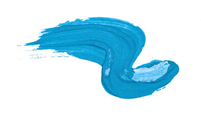 Blue paint brush stroke texture ochre watercolor isolated on a white background