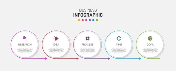 Infographic design with icons and 5 options or steps. Thin line vector. Infographics business concept. Can be used for info graphics, flow charts, presentations, web sites, banners, printed materials.