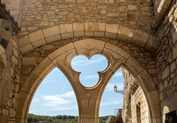 Fototapeta premium Basilica of St-Sauveur at Pilgrimage town of Rocamadour, Episcopal city and sanctuary of the Blessed Virgin Mary, Lot, Midi-Pyrenees, France