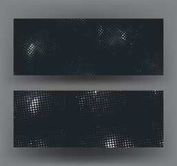 Horizontal banners with halftone metallic pattern. Vector illustration