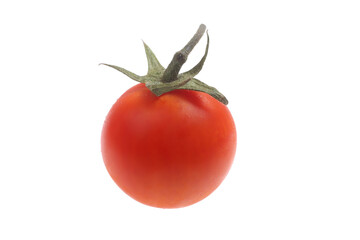 a round red tomato on a white background