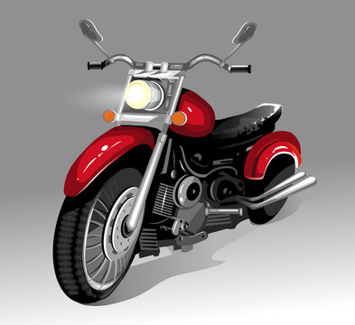 Red motorcycle on a light gray background. Vector illustration.