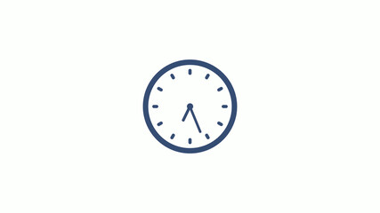 New blue dark clock icon on white background,counting down clock icon