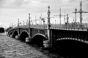 Bridge over the Neva River in St. Petersburg (Russia)