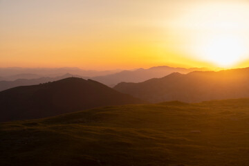 sunset in the mountains in Urkiola, basque country