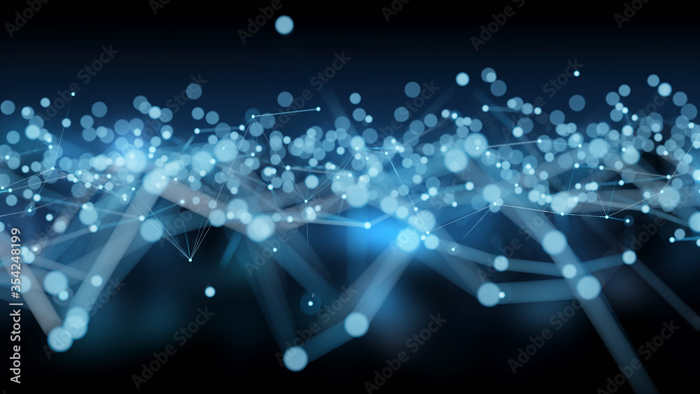Aufkleber Abstract connection blue background network 3D rendering