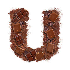 Letter U made of chocolate bar
