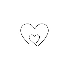 Line illustration of heart and heartbeat. Simple drawing vector illustration.