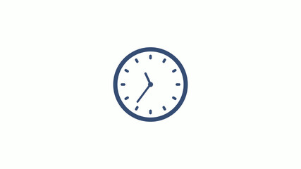 New blue dark clock icon on white background,counting down clock icon