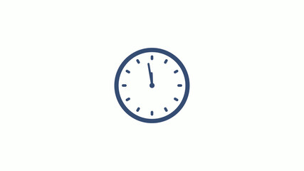 New blue dark clock icon on white background,counting down clock icon