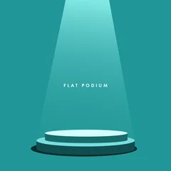 Poster Flat Round podium illuminated by spotlights. Stock vector illustration image. © Vitaliy