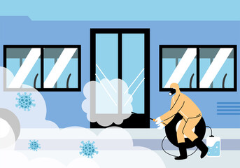 Obraz premium service bus desinfection by covid 19