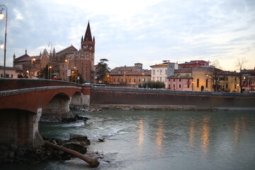 city, river, architecture, europe, bridge, verona, travel, water, town, church, old, tower,...