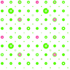 Seamless texture pattern green and red circles on a white background