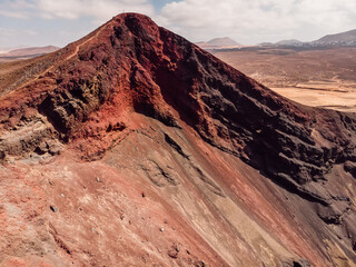 Amazing. volcanic crater near La Santa in Lanzarote. Aerial view