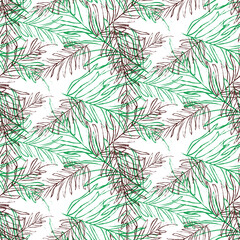 Seamless pattern tropical design. Summer print with fern leaves. Watercolor effect. Suitable for bed linen, leggings, shorts and fashion industry.
