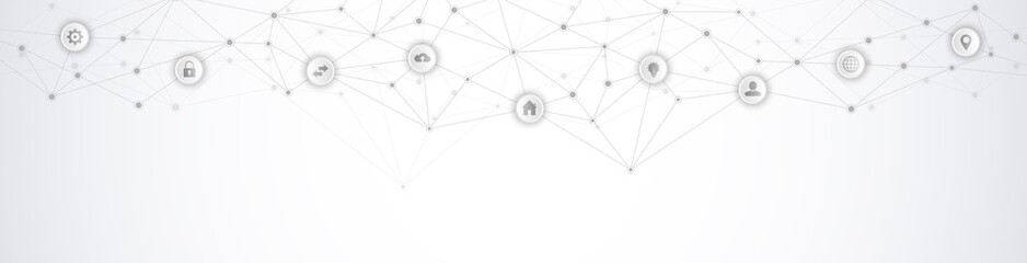Information technology with infographic elements and flat icons.