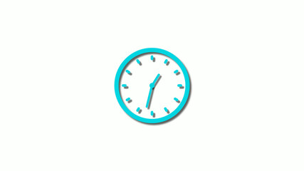 Amazing cyan 3d clock isolated on white background,clock icon