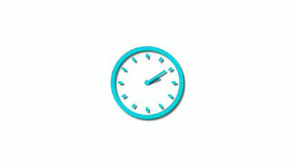 Amazing cyan 3d clock isolated on white background,clock icon