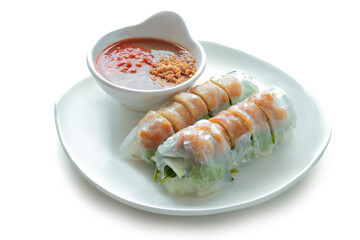 Vietnamese Meatball Wraps (Nam Neung) isolated on white background. With clipping path.