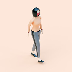 Woman Wearing Mask While Walking