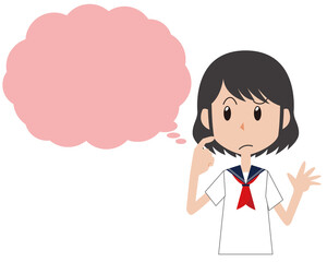 考える女子学生