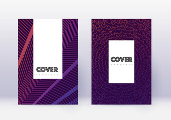 Hipster cover design template set. Violet abstract