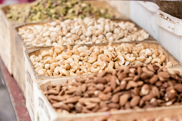 different nuts with cashew closeup