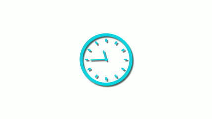 Amazing cyan 3d clock isolated on white background,clock icon