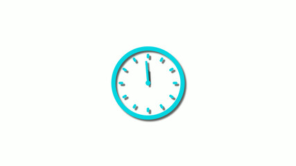 Amazing cyan 3d clock isolated on white background,clock icon