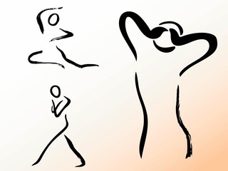 set dancers,Line drawing, logo,icon,vector