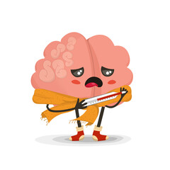 Sick Brain cartoon character, vector illustration, disease icon, eps 10 