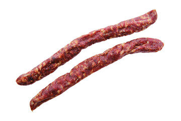 Sun-dried pork sausage isolated on white background