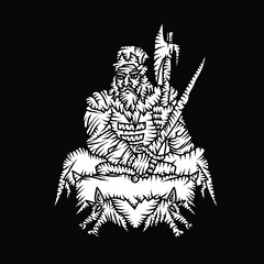 Oprichnik. Russian culture. Historical Vector Illustration on black background